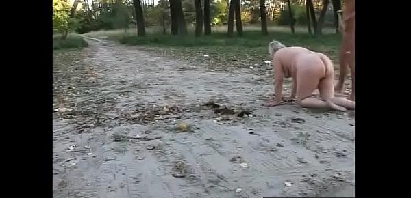  This is one of the hottest things that I think I have ever seen - fat granny fucked in a field by man in a mask